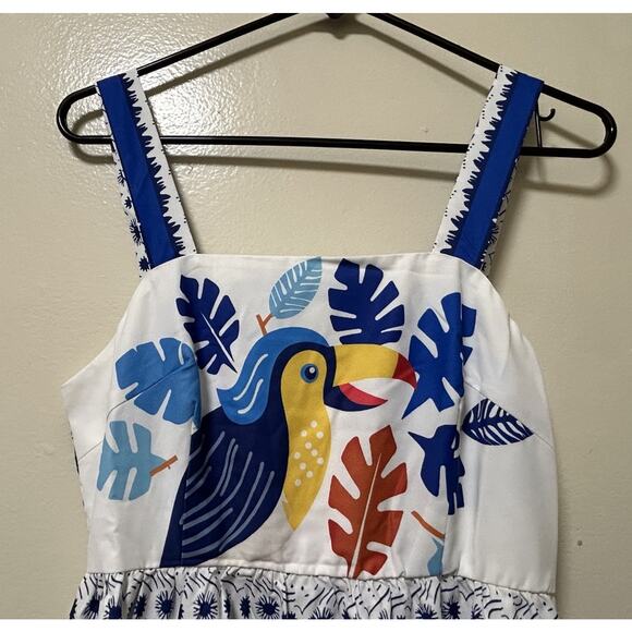 NWT Cupshe Women's Off The Map Tropical Floral Toucan Maxi Dress - Size Small - Picture 5 of 11